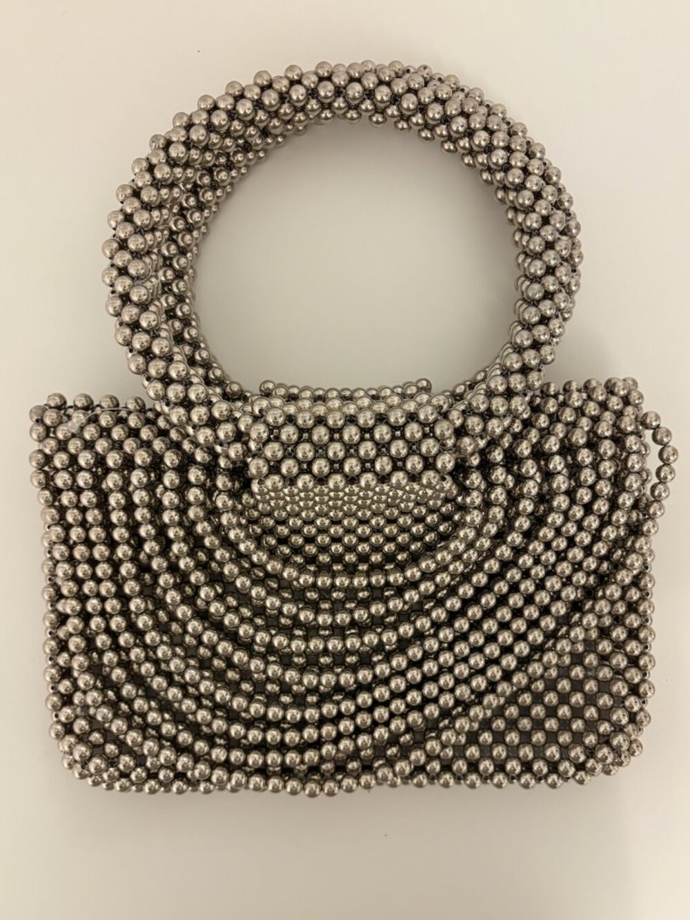 NWT Anthropologie Silver Beaded Party Bag | Evening Mini Handbag Description